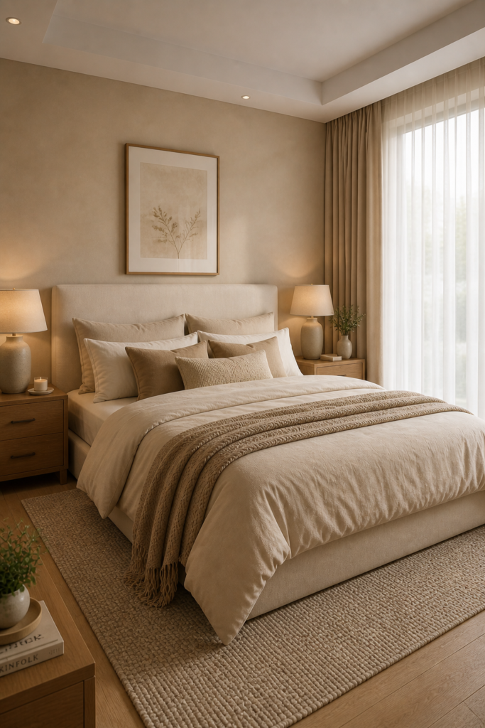 Quiet beige bedroom decor ideas