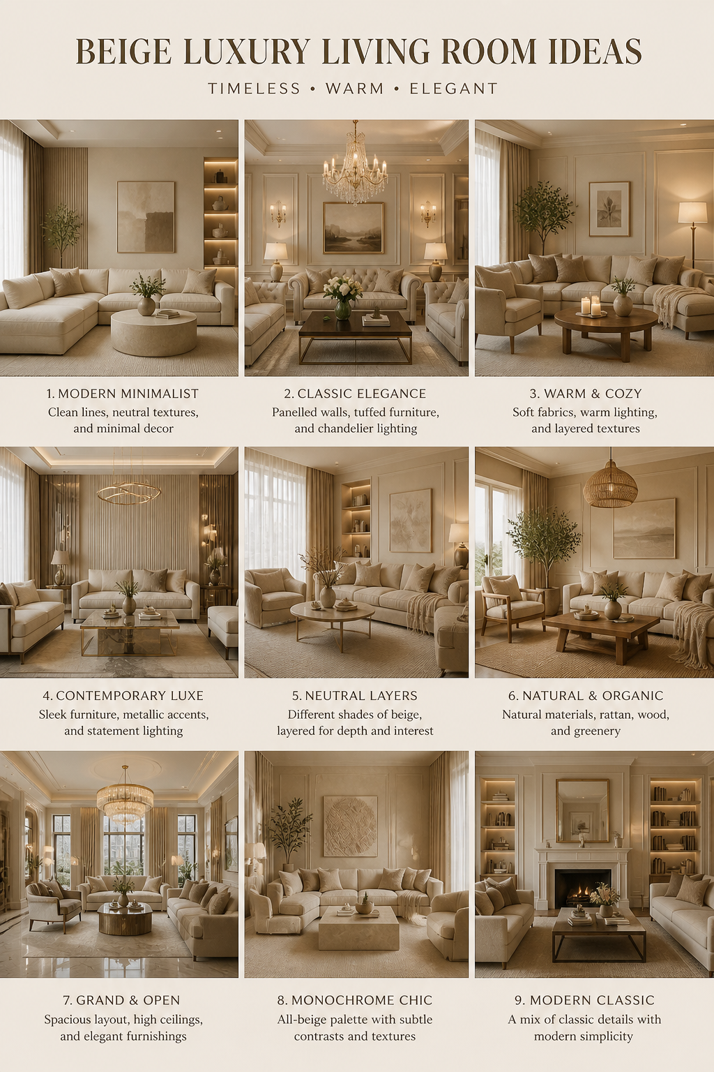Beige luxury living room ideas