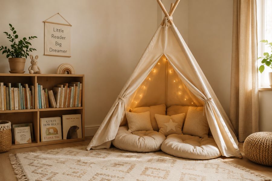 sweet beige kids corner cream teepee cushions