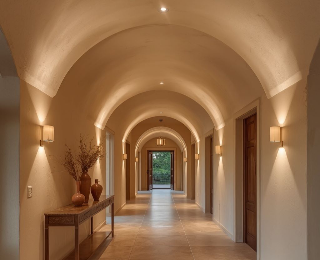  barrel vault ceiling Mediterranean hallway lighting
