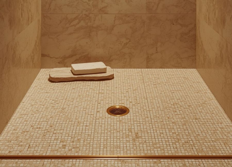 mosaic porcelain floor for luxury spa bathroom design