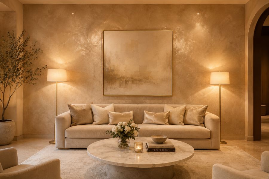  Venetian plaster wall for quiet luxury interior