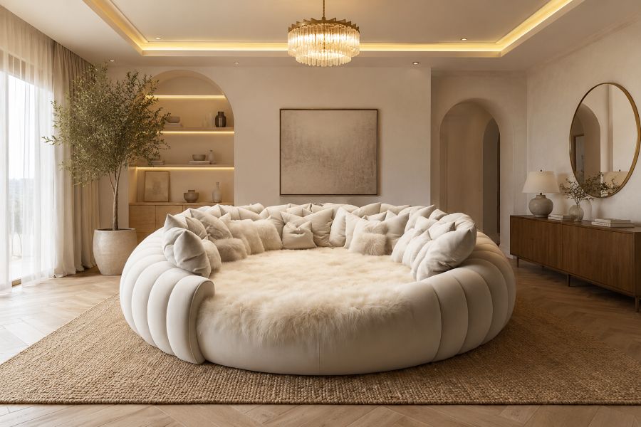 Modern luxury beige bedroom furniture for luxury interior