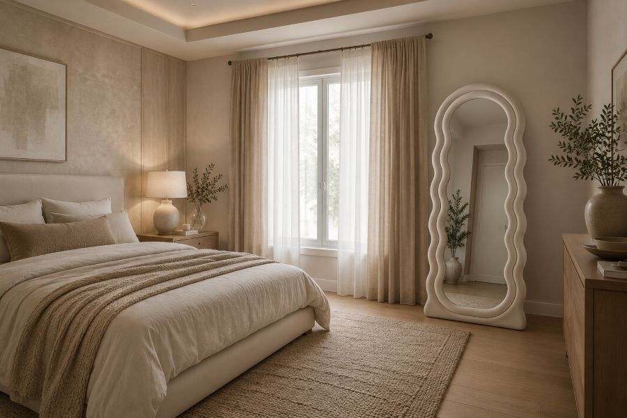 Wavy full length mirror with this standing mirror in bedroom