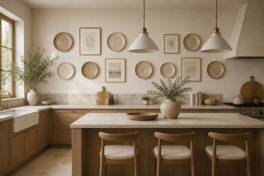 Ceramic and art duo gallery wall design