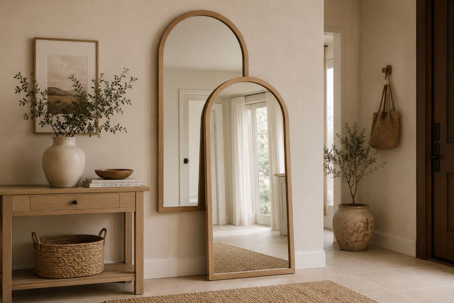 Double arched mirror decor ideas pairing entryway wall