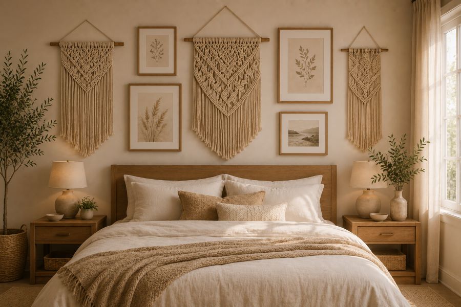 woven and macrame wall art gallery layout