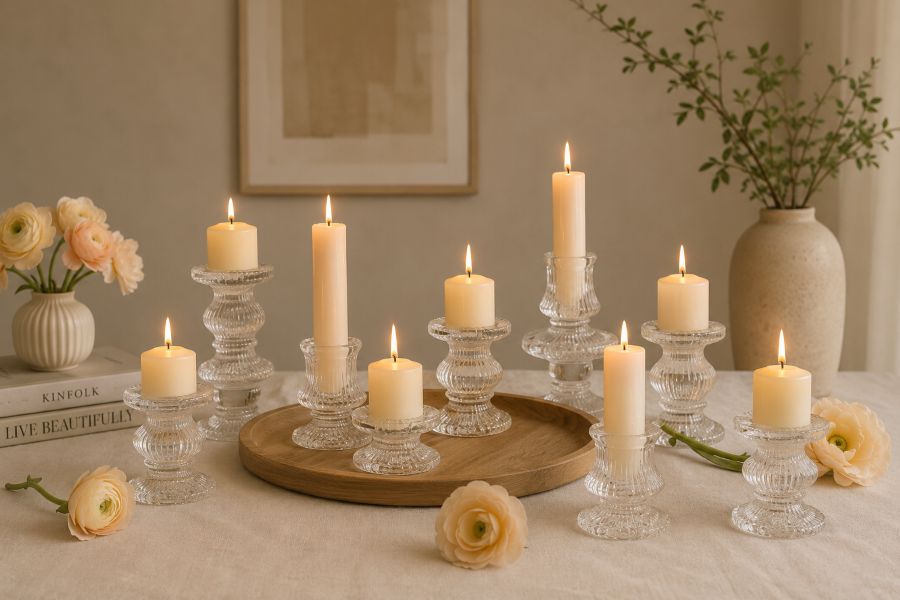 modern candle cluster as home decor accent