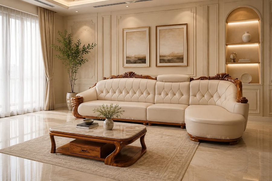 luxury beige sectional sofa for modern and elegant living room