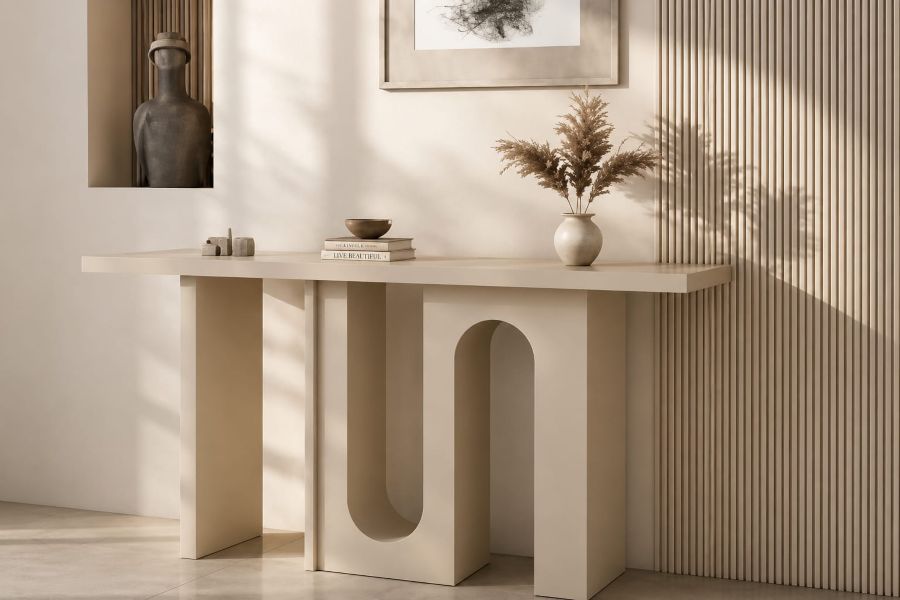modern arched based table for entrance