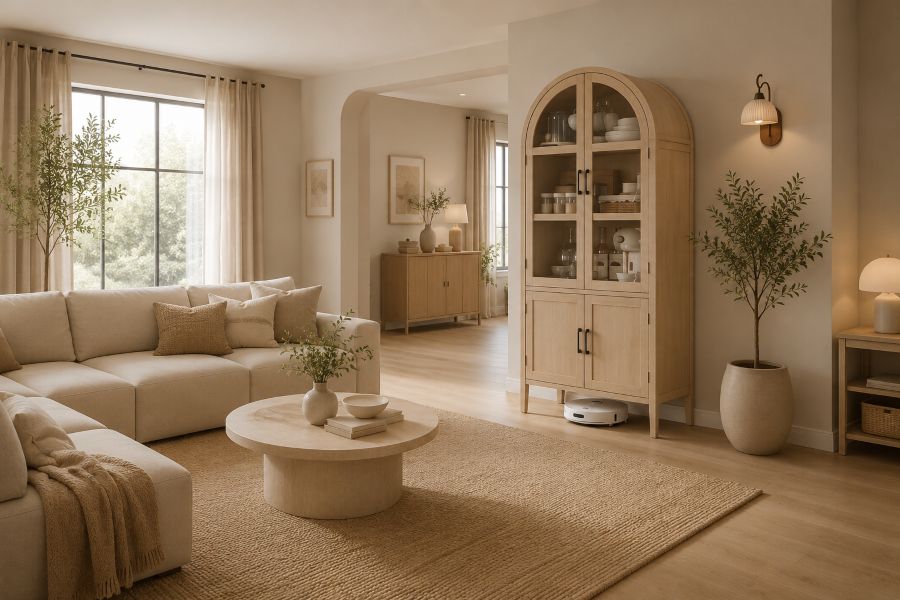 natural oak storage cabinet as modern living room furniture