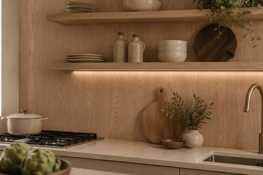 Natural wood grain wallpaper for modern interior
