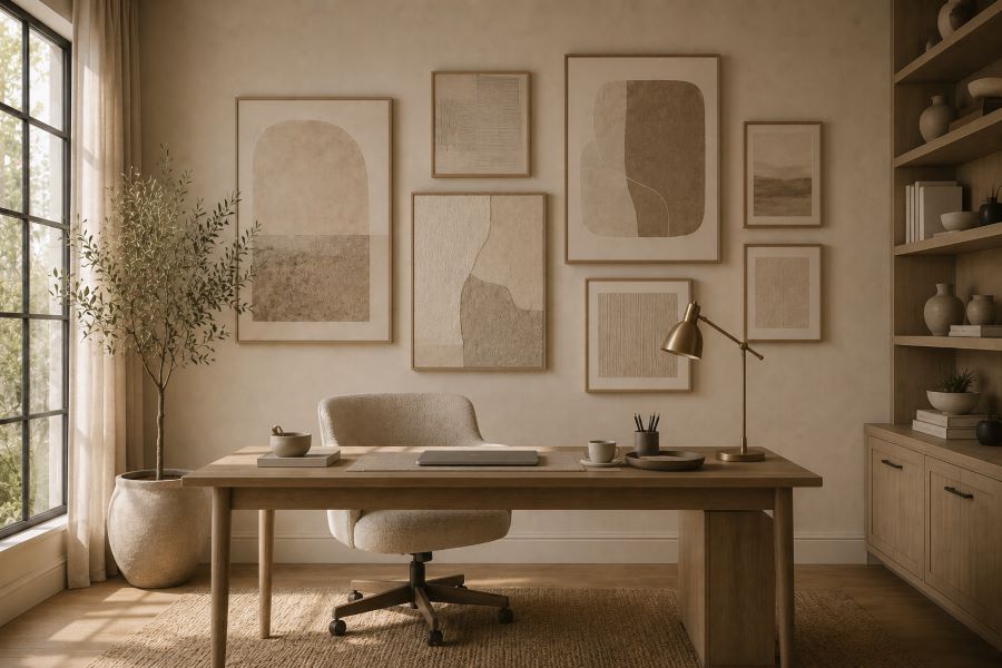 gallery wall decor with Neutral abstract art