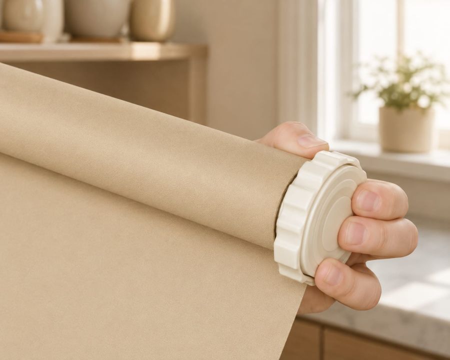window treatment with these no drill roller color blinds
