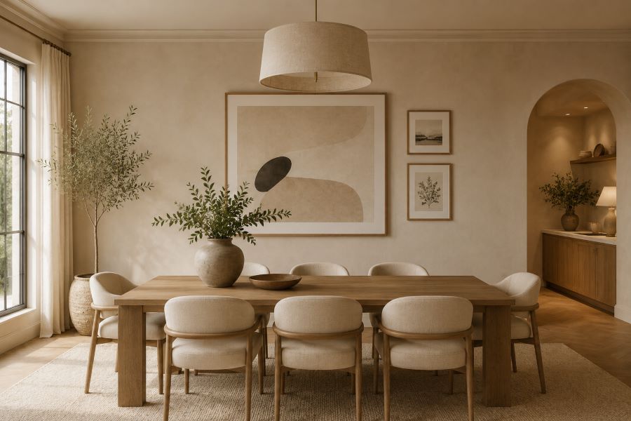 Display oversized statement piece in dining room