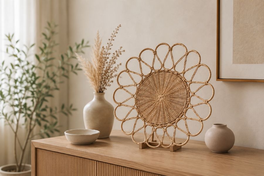 woven decorative home decor accent with round bud