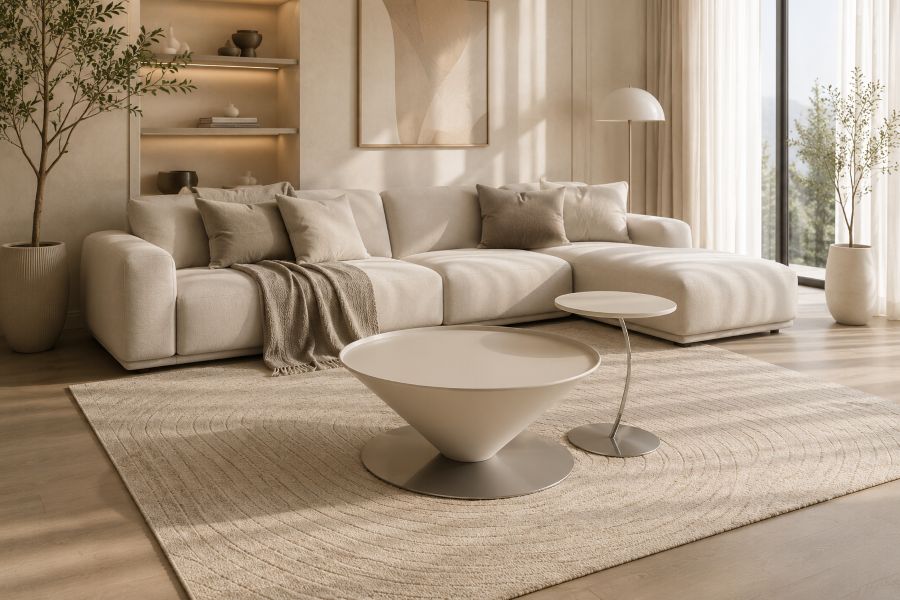 Sculptural pedestal coffee table for modern living room furniture ideas