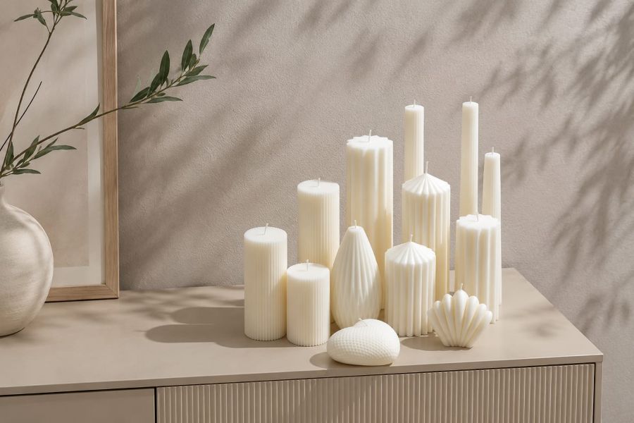 sculptural ribbed candles for modern interiors