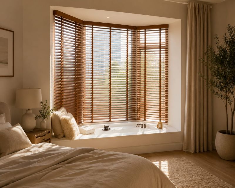 Solid wooden venetian blinds for modern interior
