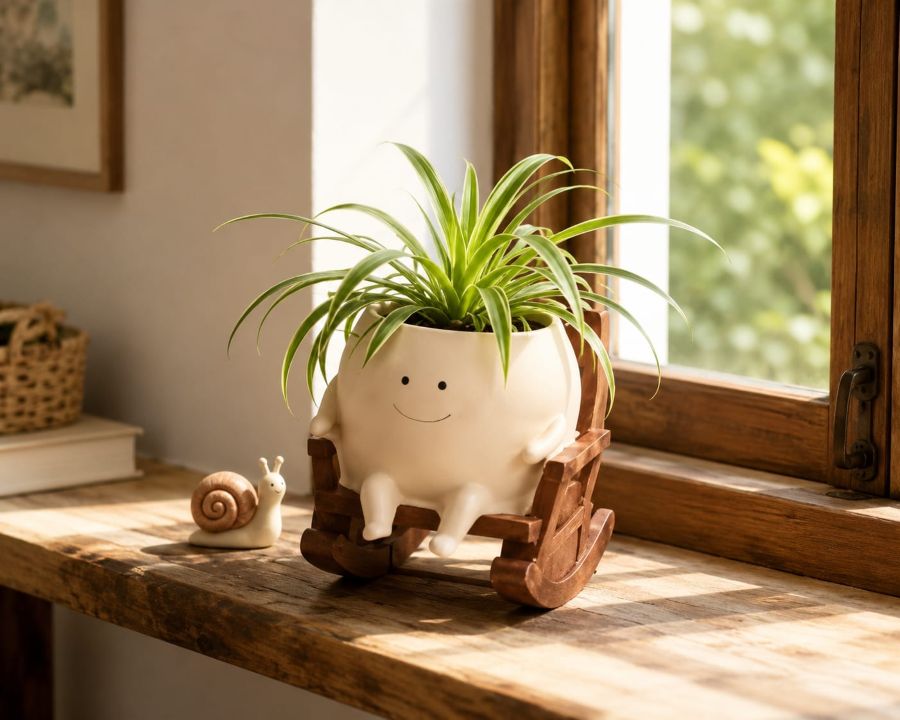 spider in playful ceramic pot for modern interior
