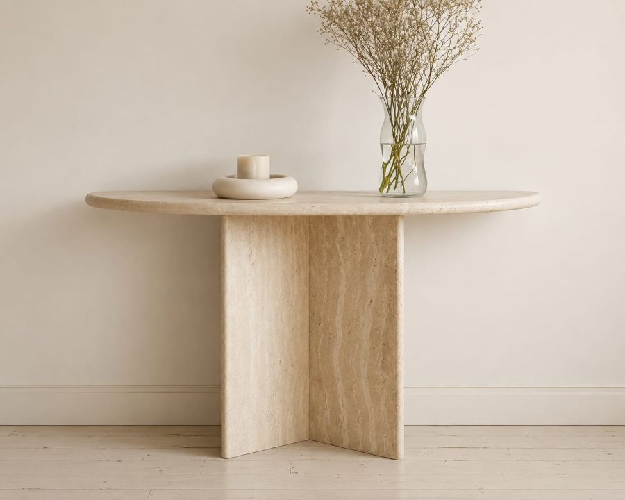 Travertine style table for natural textures