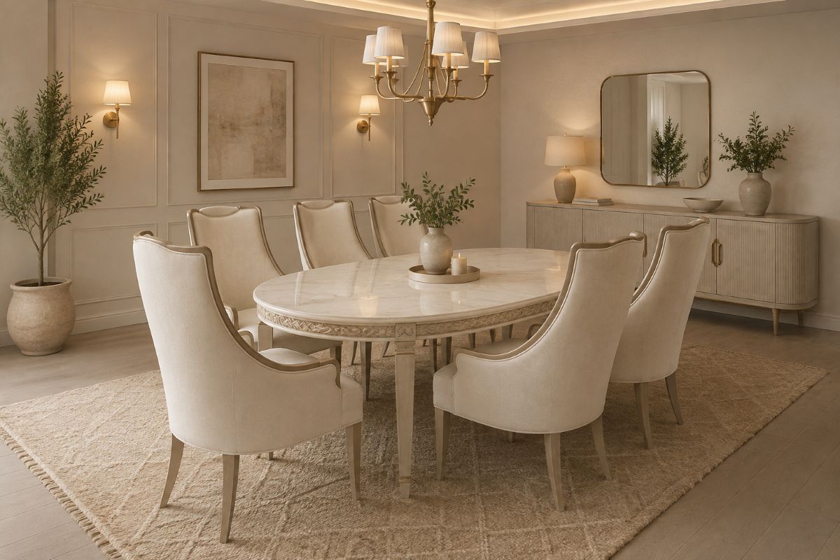 Beige dining room furniture set ideas for quiet luxury interior