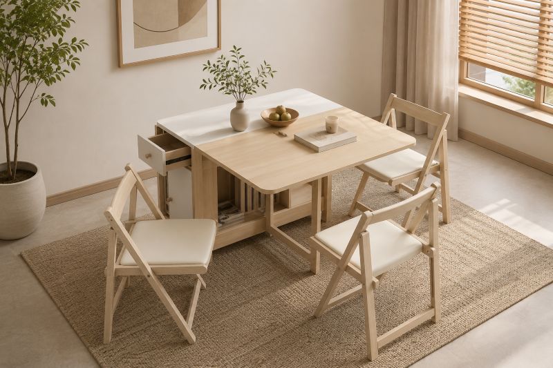 Modern extendable dining room furniture set for modern home decor