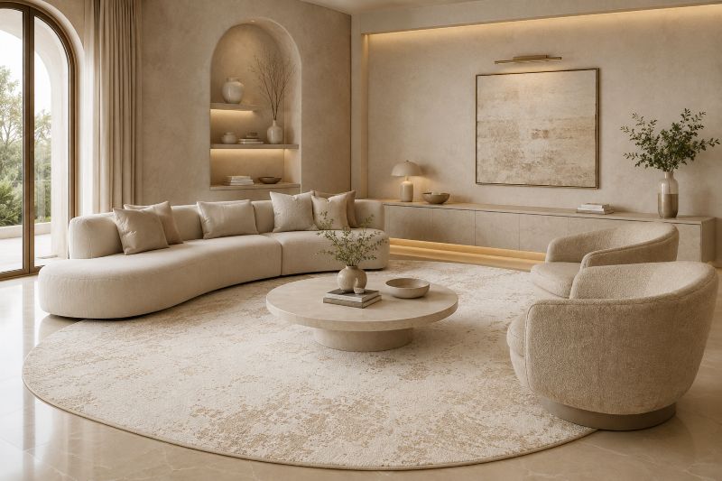 Abstract marbled rug for the living room interior 