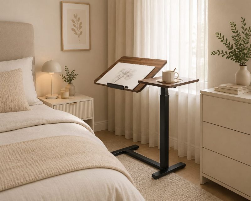 Adjustable Over bed Desk for a Cozy Reading Corner