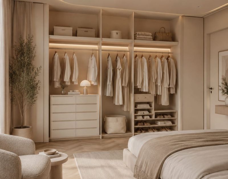 Built in shelves for modern bedroom 