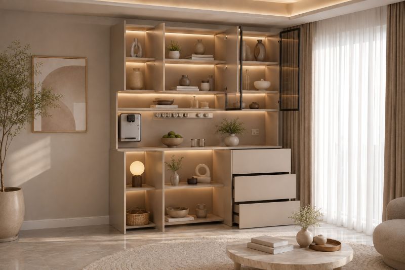 Kitchen Pantry Shelving with Ambient Lighting