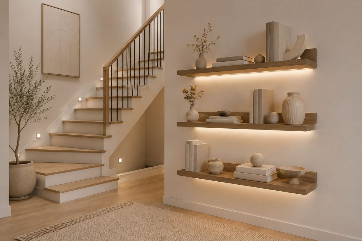 Beige staircase decor ideas for modern and cozy home decor