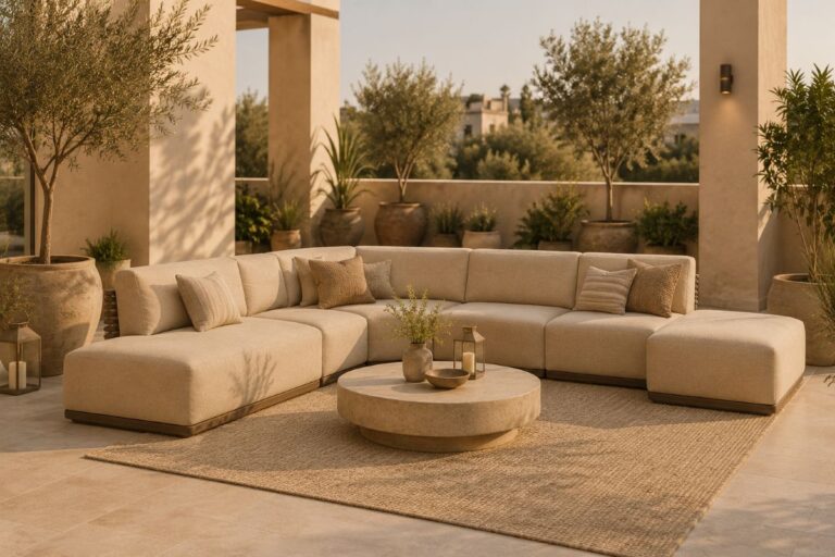 Beige terrace furniture decor ideas for outdoor seating and modern beige home