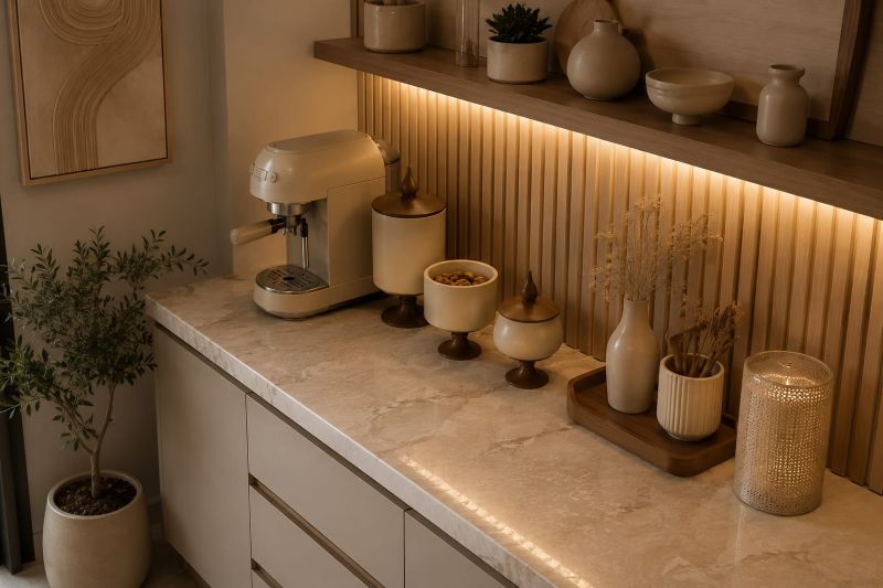 Ceramic Pedestal Storage Jars with Wooden Lids for modern coffee station and kitchen decor ideas