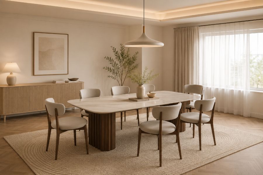 beige fluted panel room furniture for cozy interior