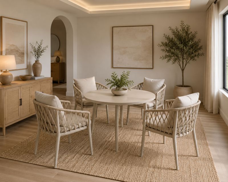 Woven rattan dining set for modern home