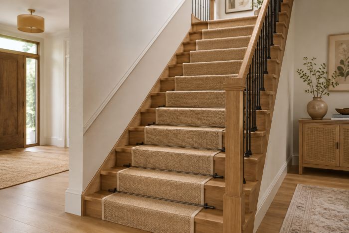 Bring Texture with a Woven Stair Runner for Modern Interior