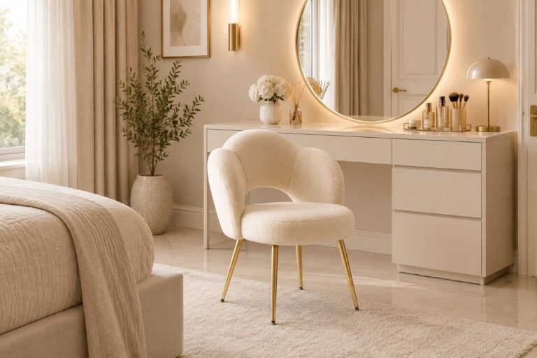 modern beige makeup vanity ideas for quiet luxury interior
