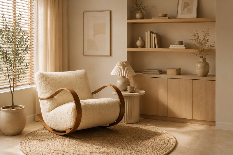 Boucle Rocking Chair Softening a Sharp Angle