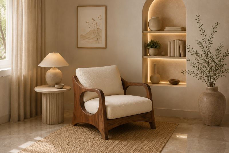 Cozy Reading Chair in an Arched Niche to decor empty space