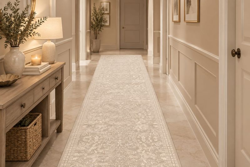 Hallway decor with floral hallway runner