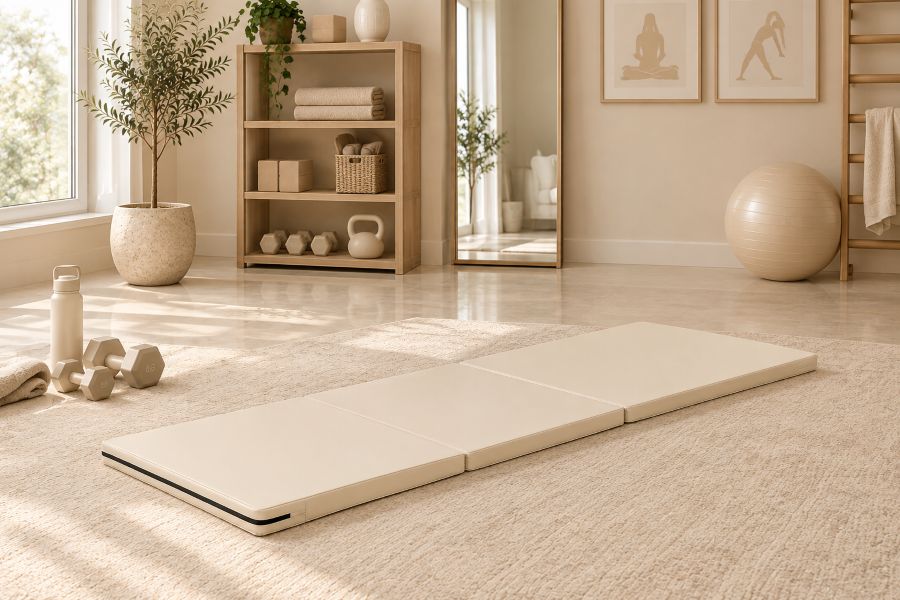 Modern beige foldable mat for beige home decor gym ideas