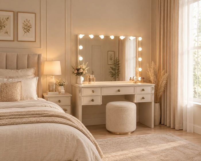 Hollywood bulb like mirror for modern vanity decor ideas