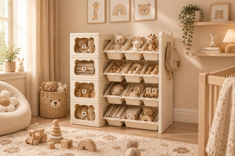 Kids Toy Storage Organizer with Bins and Cabinets