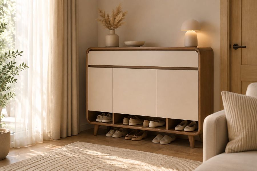 Rounded Shoe Cabinet for a Snug Corner decor ideas