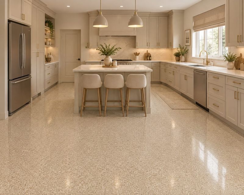 Speckled Terrazzo Kitchen Flooring for elegant interior