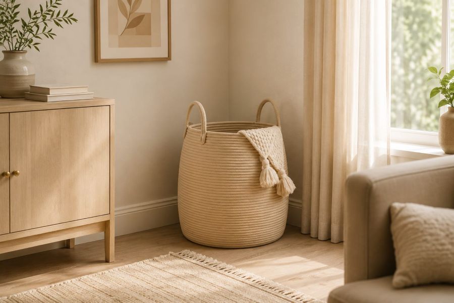 Woven Storage Basket for a Bare Corner decor